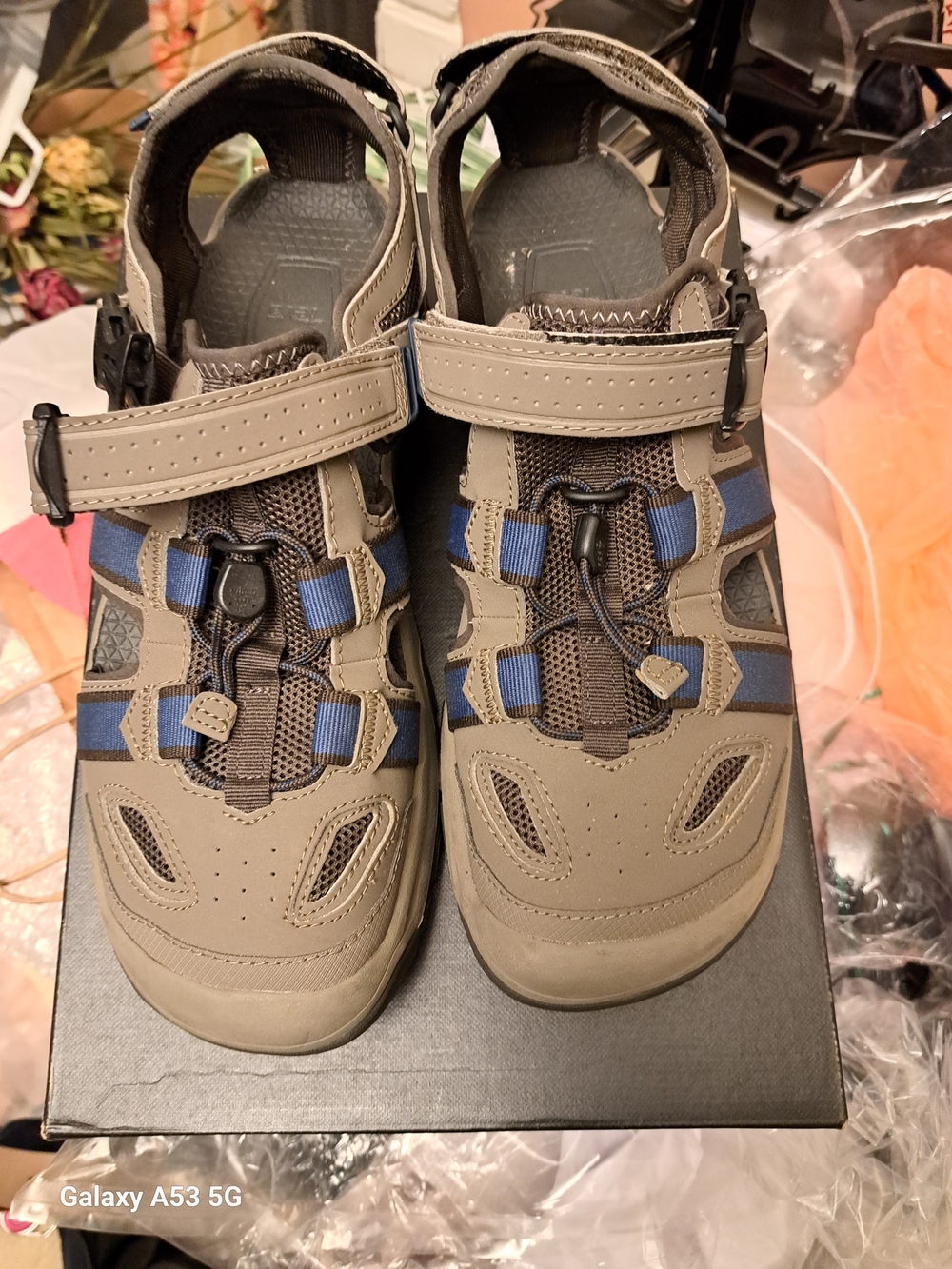 TEVA Sport Sandals - Gray with Blue Accents
